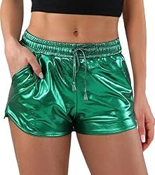 green metallic shorts