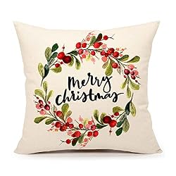 neutral merry christmas pillow