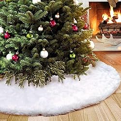 white fluffy christmas tree skirt
