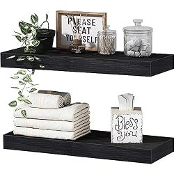 black floating shelves