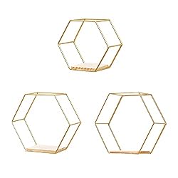 gold beehive floating shelves
