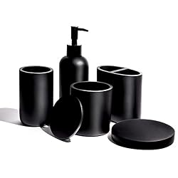 black bathroom accessories set