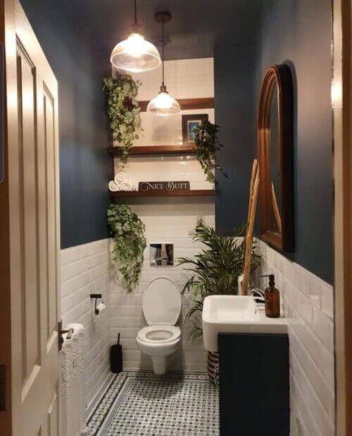 bathroom with black walls