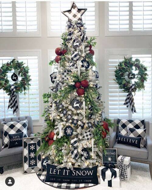 Buffalo plaid christmas tree decor