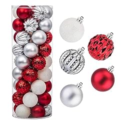 small red and silver christmas balls
