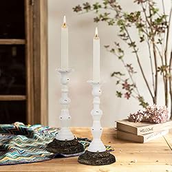 white rustic candlestick holders