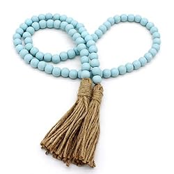 teal wood bead garland