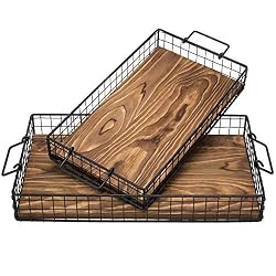metal and wood serving trays
