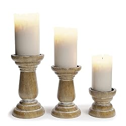 wood pillar candle holders