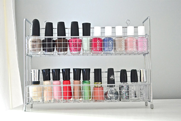 Use Spice Racks To Hold Bottles Of Nail Polish Use Spice Racks To Hold Bottles Of Nail Polish