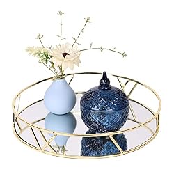 gold metal round tray