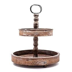 two tiered wood tray