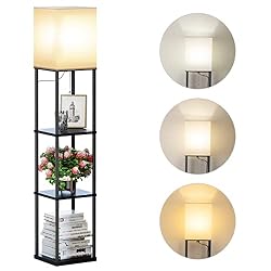 standing lamp with shelves