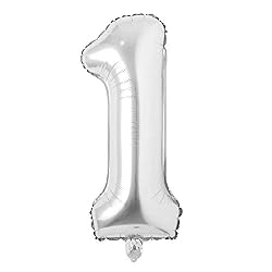 silver number balloons