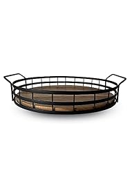 metal and wood serving tray