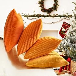 orange ribbed pillows