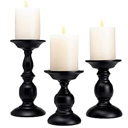 black pillar candle holders