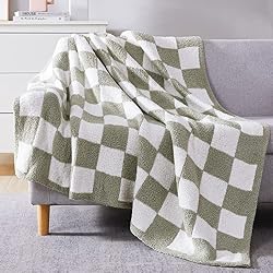 sage green check throw