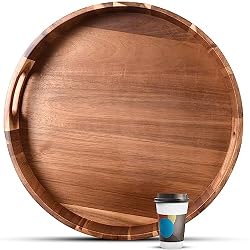 large round wood tray