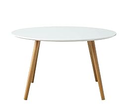 wood white round coffee table