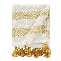 yellow white stripe blanket