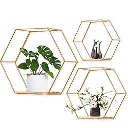 gold hexagon shelves