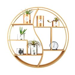gold metal round shelf