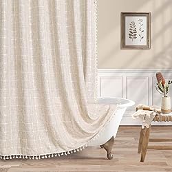 neutral boho shower curtain