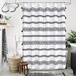 black white boho shower curtains