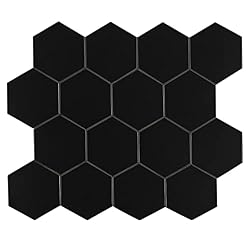 black hexagon tile