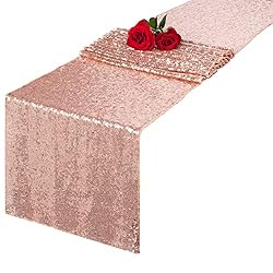 rose gold sparkly table runner