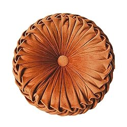 orange round throw pillow velvet