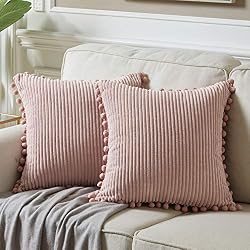 pink textured throw pillows