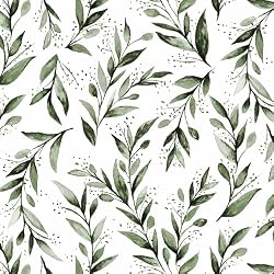 white wallpaper with leaf print