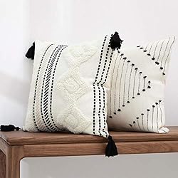 black white boho pillow