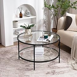 glass round coffee table