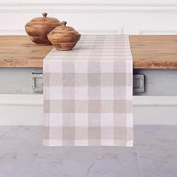 neutral checked table runner
