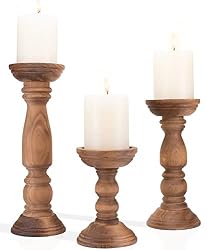 wood pillar candle holders