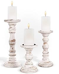wood pillar candle holders