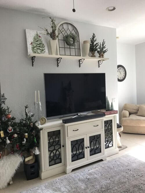 christmas farmhouse decor above tv
