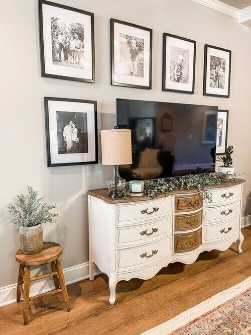 pictures framed around tv