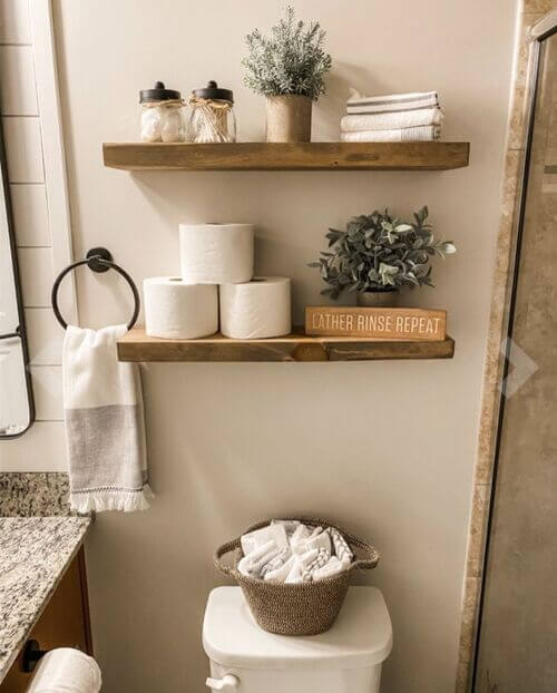 shelf storage bathroom