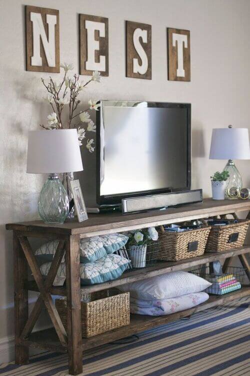 pictures arond tv on wall
