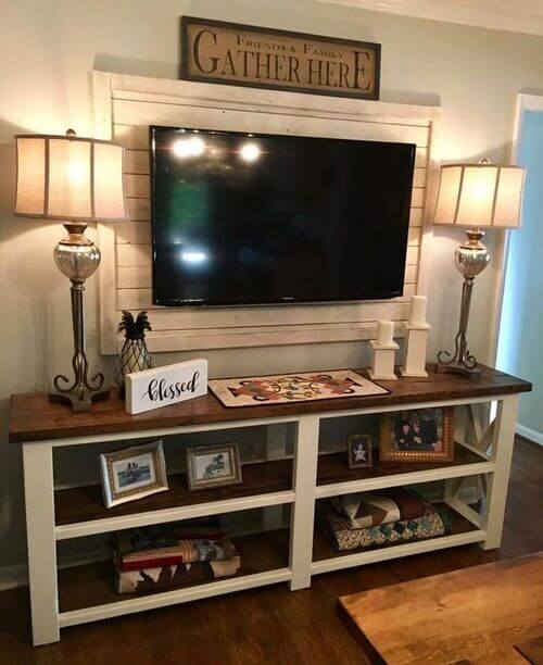 decor around tv on wall