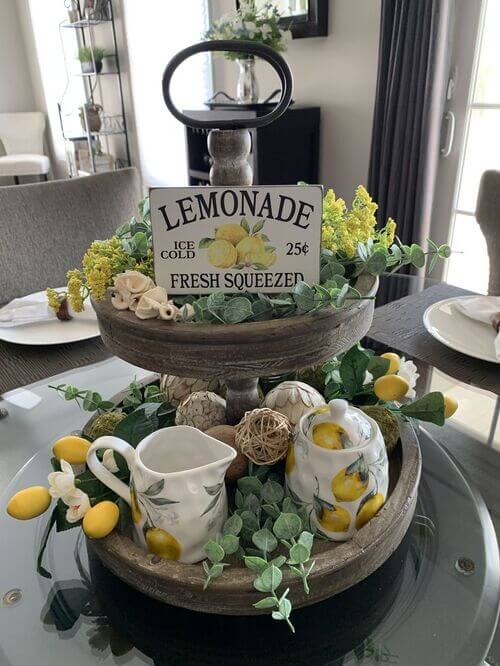 summer tiered tray decor