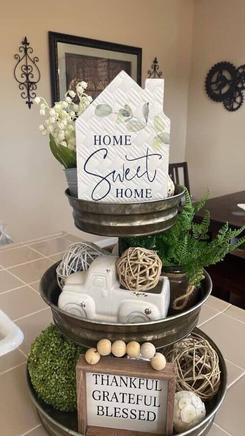 cute farmhouse themed tiered tray