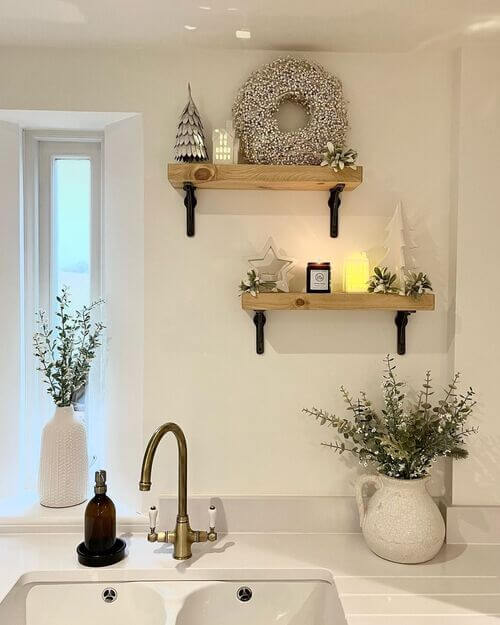 rustic floating shelves for kitchen