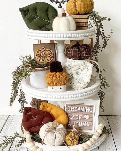 3 tiered tray fall decor