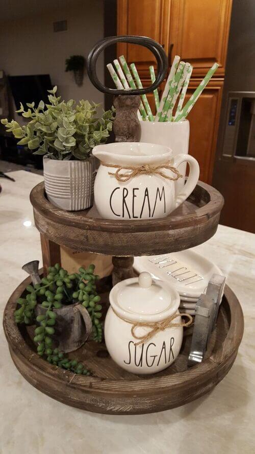 rae dunn themed tiered tray