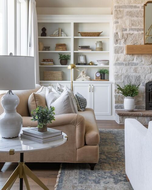 living room with bookshelf